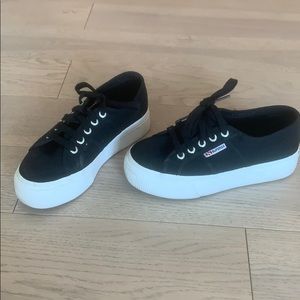 Superga black platform sneakers